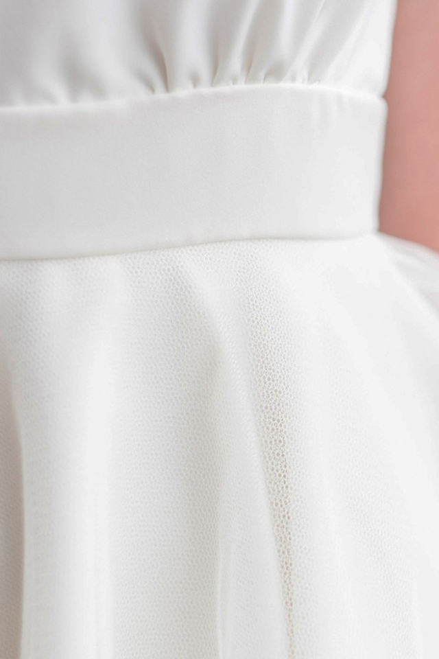 amelie robe de mariee courte sur mesure ceinture taille haute jupe en tulle robe civile