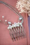 Double peigne de mariée vintage style années 20 en argent, perle et strass