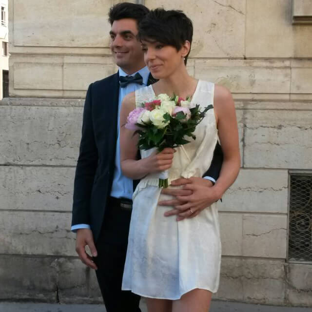 2015 morgane robe de mariee civile sexy longueur dessus genoux en jacquard vedene