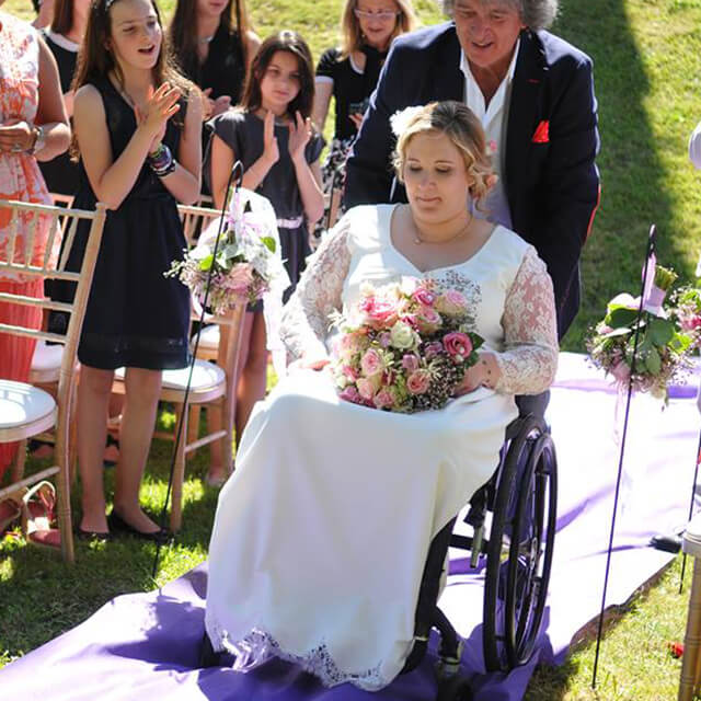 2016 virginie robe de mariee sur mesure fauteuil roulant manches longues en dentelle rognonas