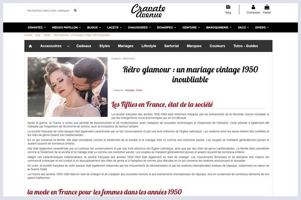 cravate avenue mariage fifties theme mariee annees 50 avignon