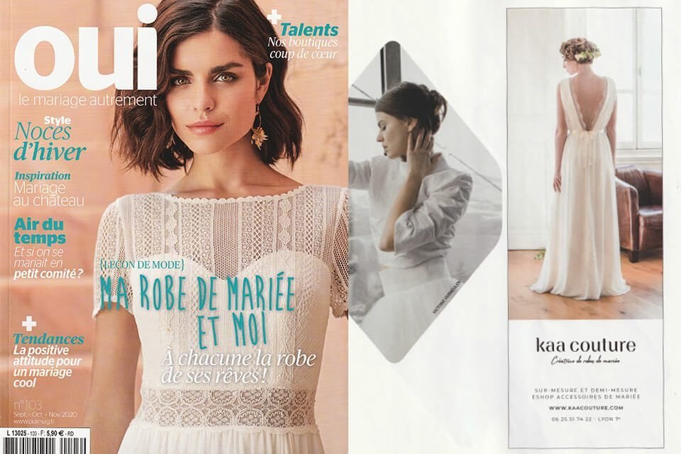 magazine oui sept 2020 robe de mariee sur mesure creatrice mariage dentelle dos nu morieres les avignon