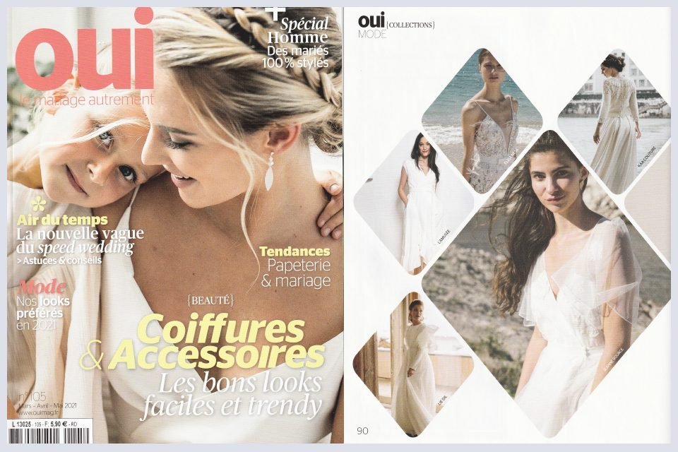 oui magazine robe de mariee mars 2021 creation boheme champetre kaa couture