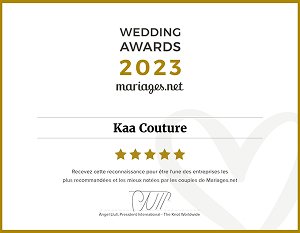 Certification Wedding Awards Kaa Couture Annee 2023