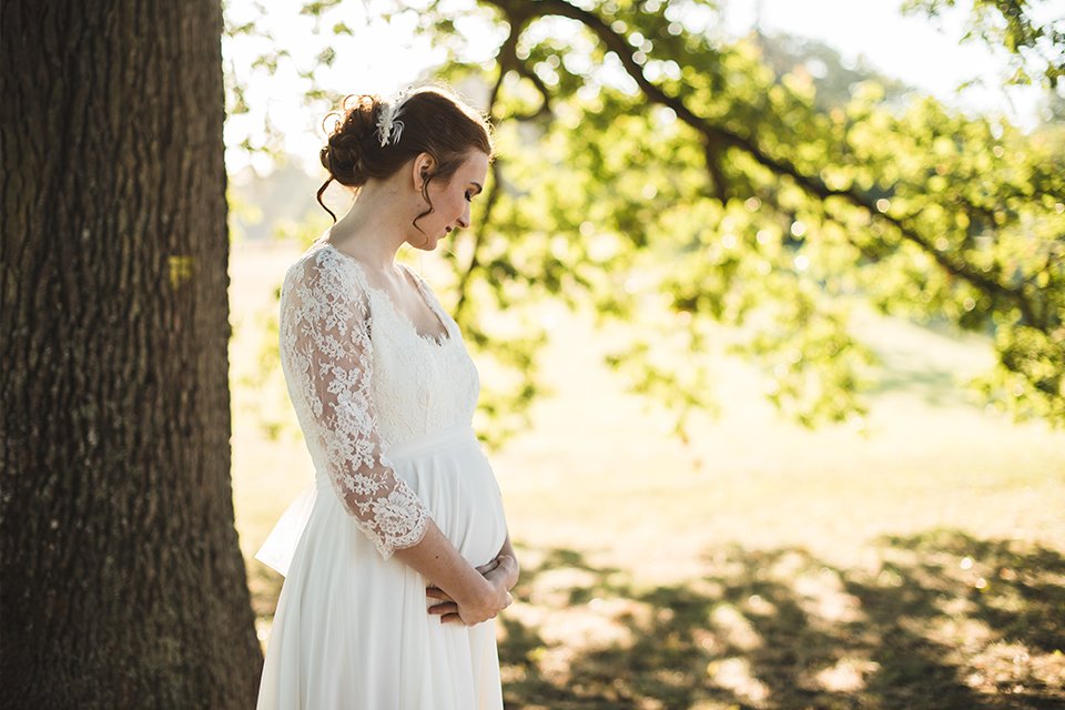 robe de mariée pour maternité créée sur mesures